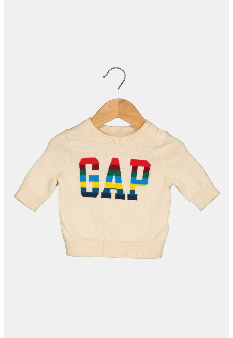 GAP Pulover cu decolteu la baza gatului si logo supradimensionat - Pled.ro