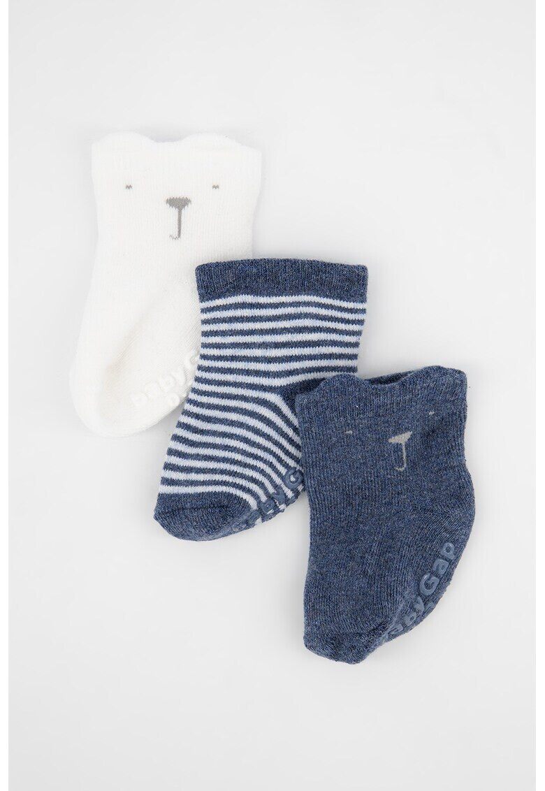 GAP Set 3 perechi de sosete unisex cu imprimeu Bleumarin/Alb - Pled.ro