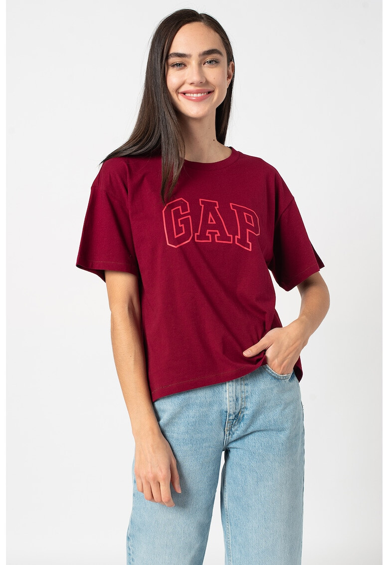 GAP Tricou cu decolteu la baza gatului si imprimeu logo - Pled.ro