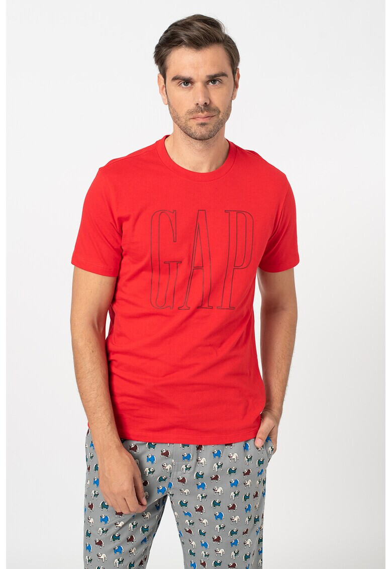 GAP Tricou cu decolteu la baza gatului si imprimeu logo - Pled.ro