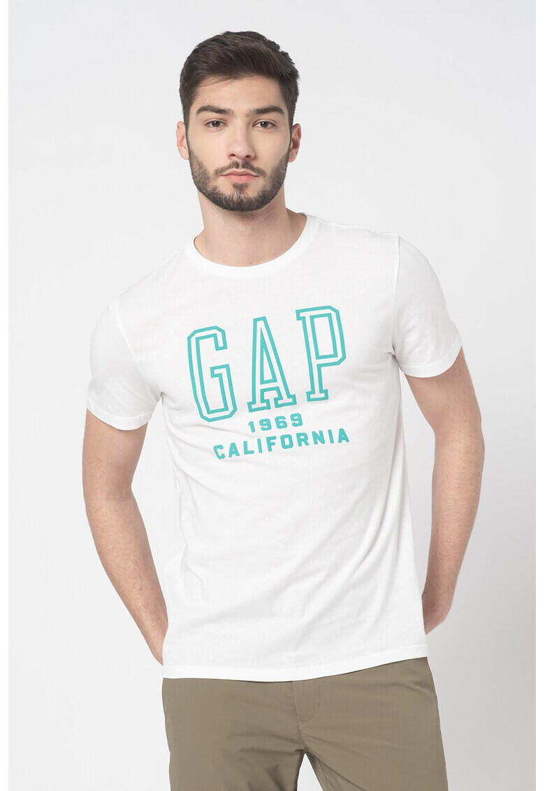 GAP Tricou cu decolteu la baza gatului si imprimeu logo - Pled.ro