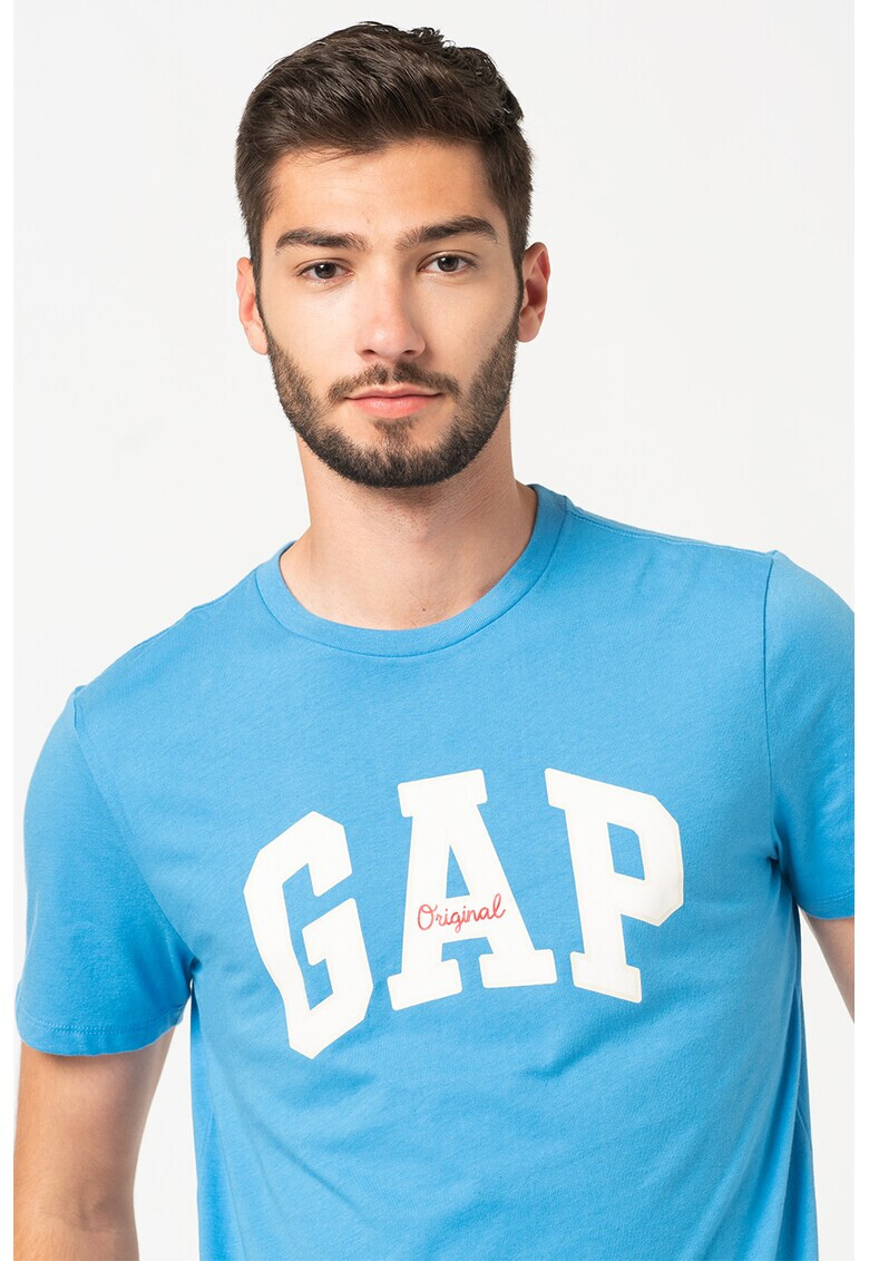 GAP Tricou cu imprimeu logo si decolteu la baza gatului - Pled.ro