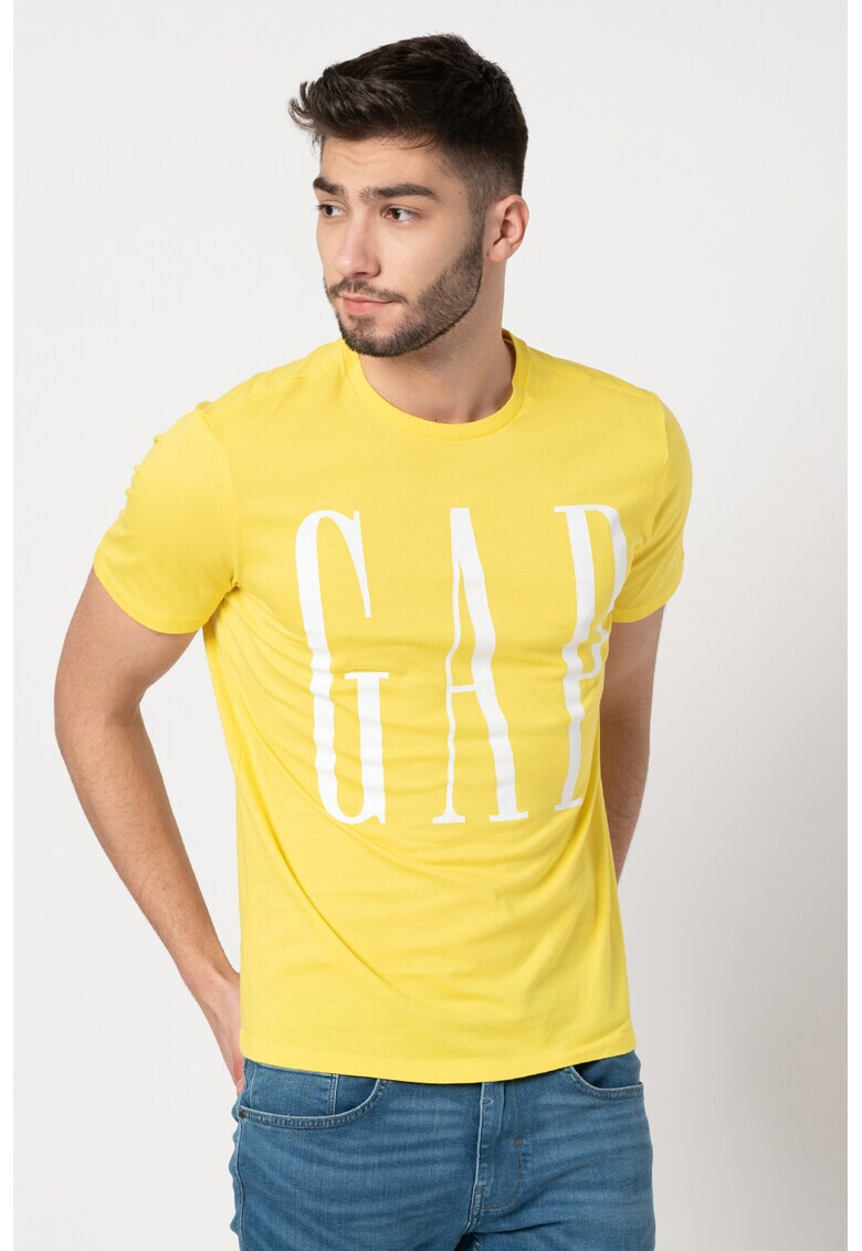 GAP Tricou cu decolteu la baza gatului si imprimeu logo - Pled.ro