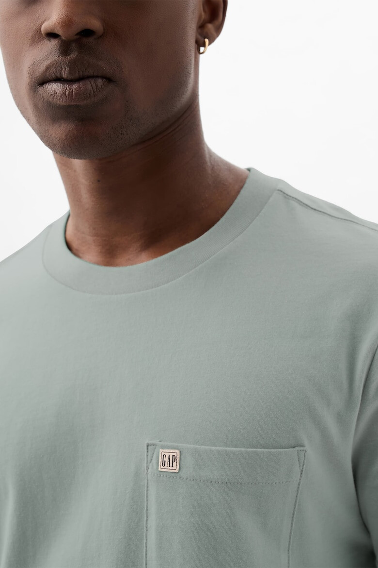 GAP Tricou de bumbac organic cu decolteu la baza gatului - Pled.ro