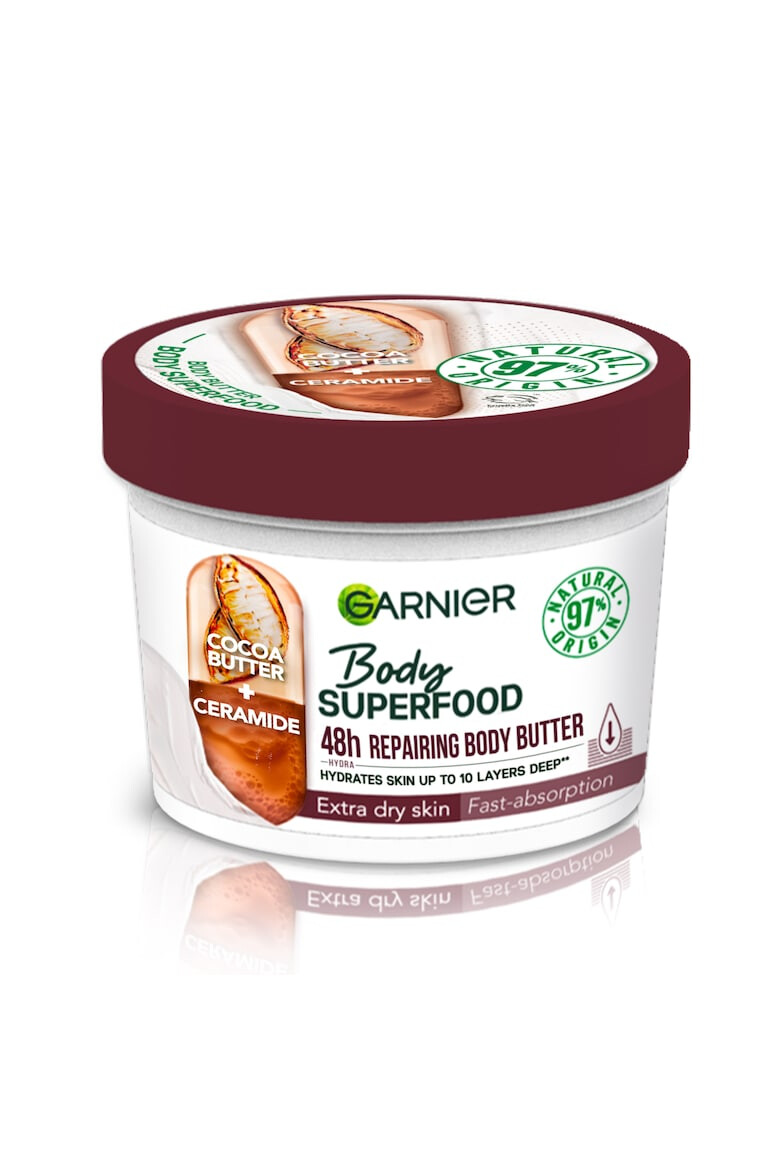 Garnier Unt de corp cu efect reparator si absorbtie rapida Body Superfood Cacao 380 ml - Pled.ro