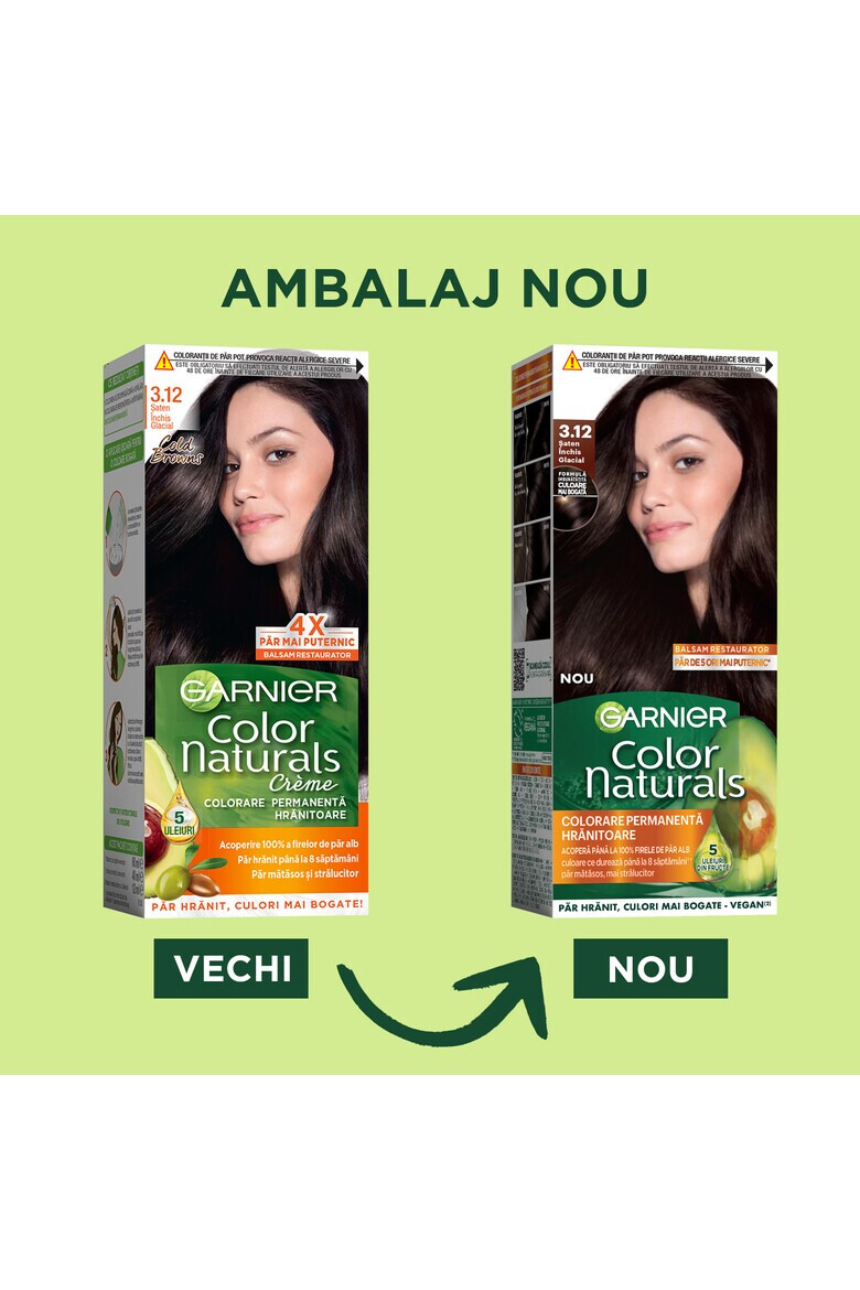 Garnier Vopsea de par permanenta cu amoniac Color Naturals 3.12 Saten Inchis Glacial 112 ml - Pled.ro