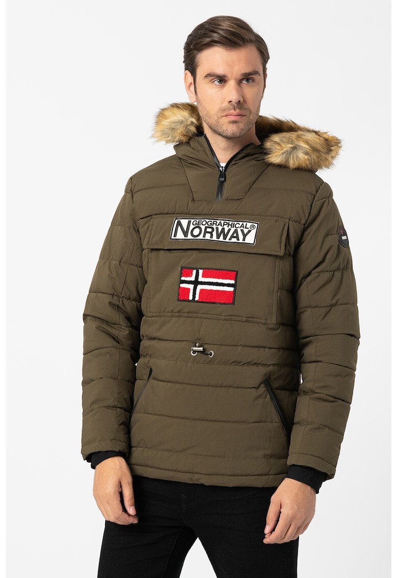 Geographical Norway Geaca cu vatelina si garnitura de blana sintetica fara inchidere Coconut - Pled.ro