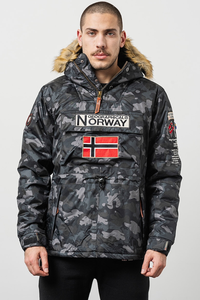 Geographical Norway Geaca fara inchidere cu vatelina gluga si garnitura din blana sintetica Barman - Pled.ro