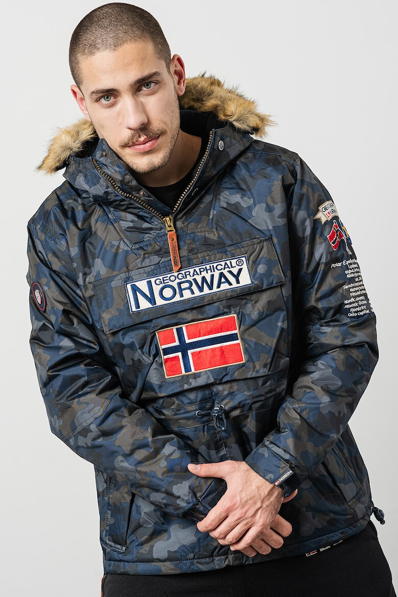 Geographical Norway Geaca fara inchidere cu vatelina gluga si garnitura din blana sintetica Barman - Pled.ro