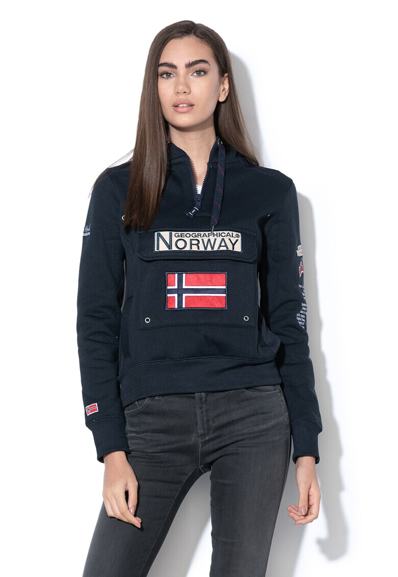 Geographical Norway Hanorac cu fermoar si logo Gymclass - Pled.ro