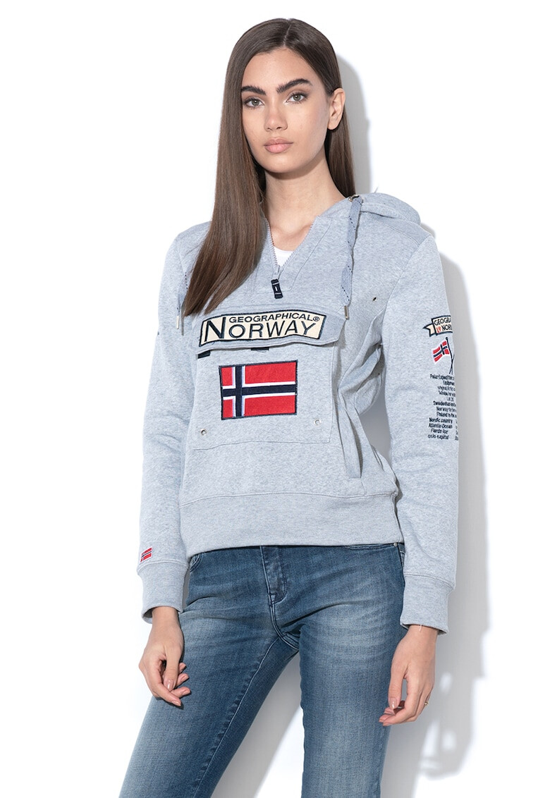 Geographical Norway Hanorac cu fermoar si logo Gymclass - Pled.ro