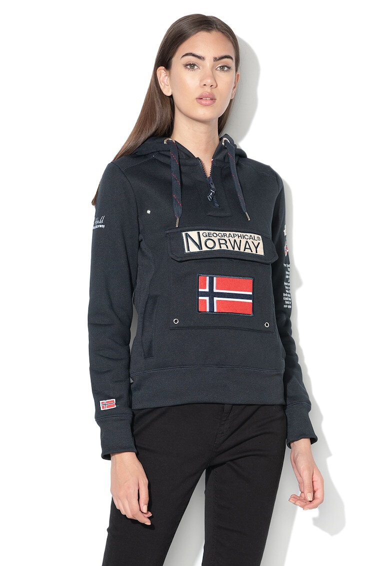 Geographical Norway Hanorac cu buzunar frontal si captuseala din fleece Gymclass - Pled.ro