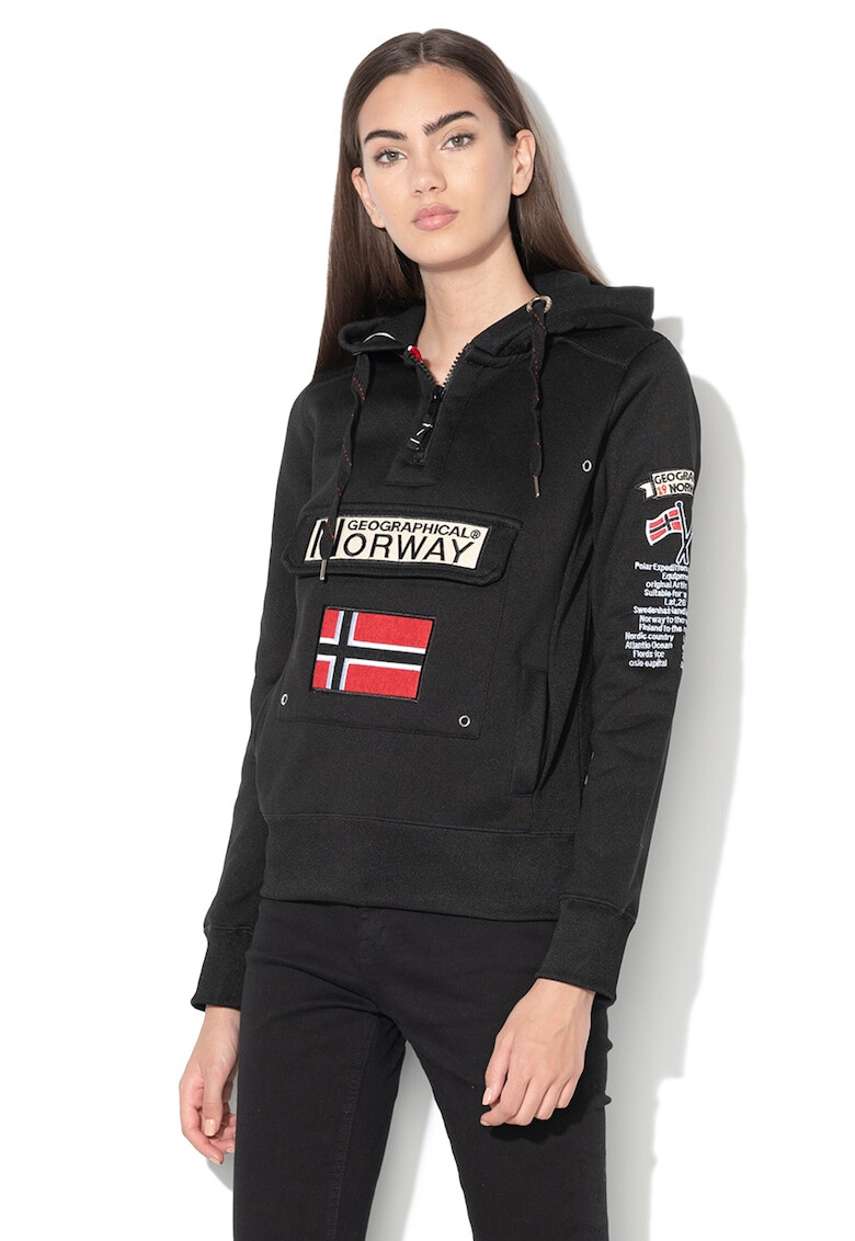 Geographical Norway Hanorac cu buzunar frontal si captuseala din fleece Gymclass - Pled.ro