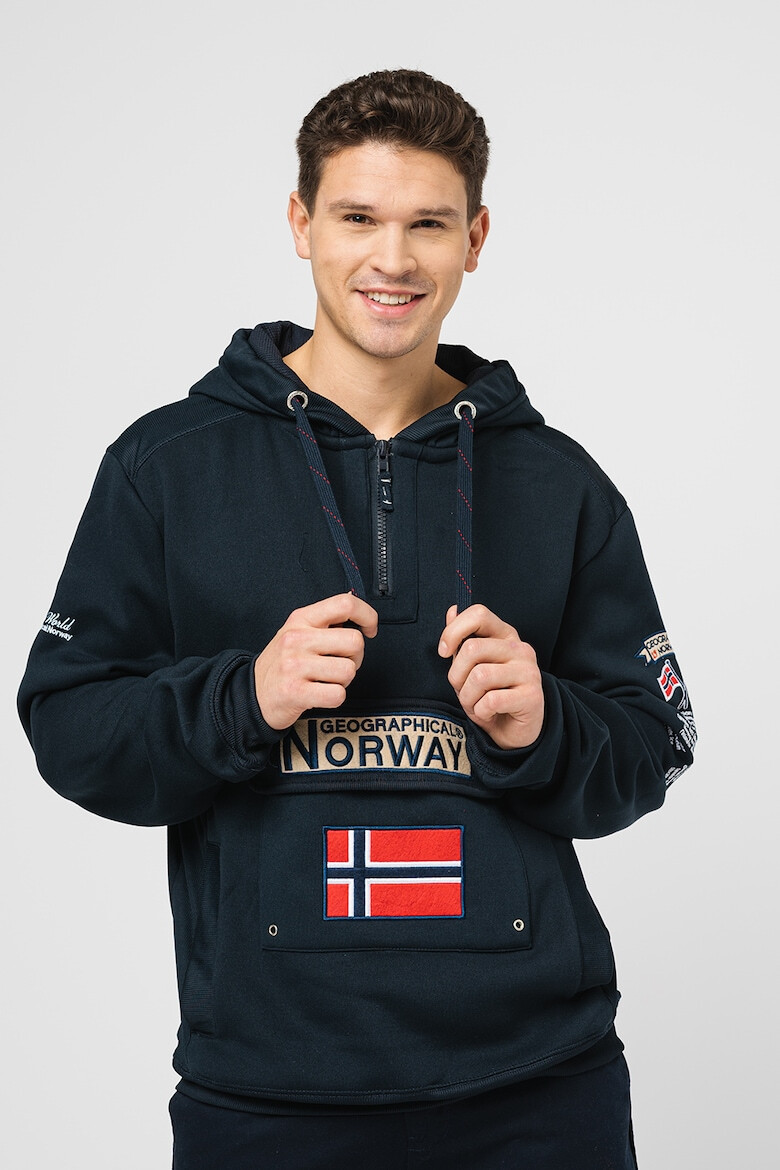 Geographical Norway Hanorac cu fermoar scurt si logo brodat Gymclass - Pled.ro