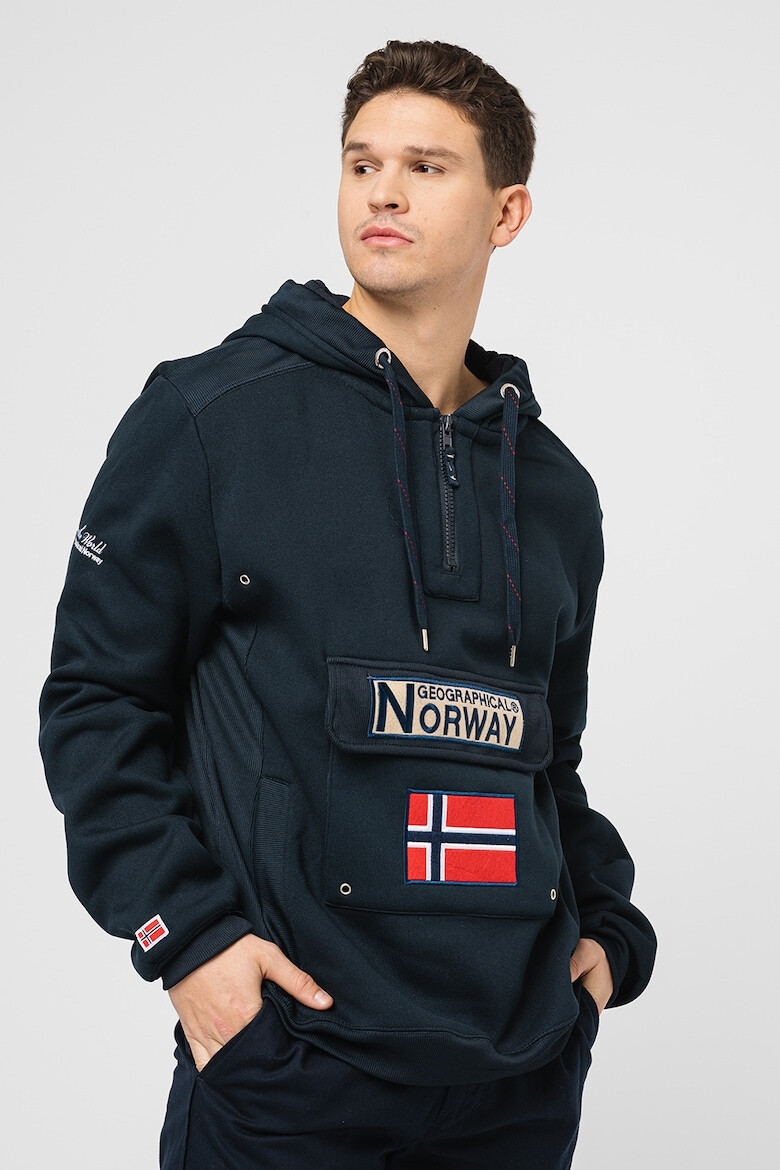 Geographical Norway Hanorac cu fermoar scurt si logo brodat Gymclass - Pled.ro