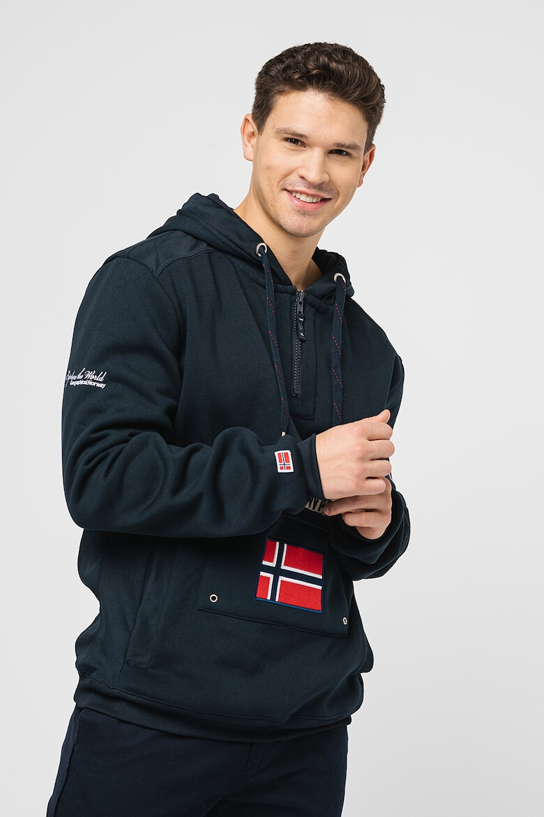 Geographical Norway Hanorac cu fermoar scurt si logo brodat Gymclass - Pled.ro