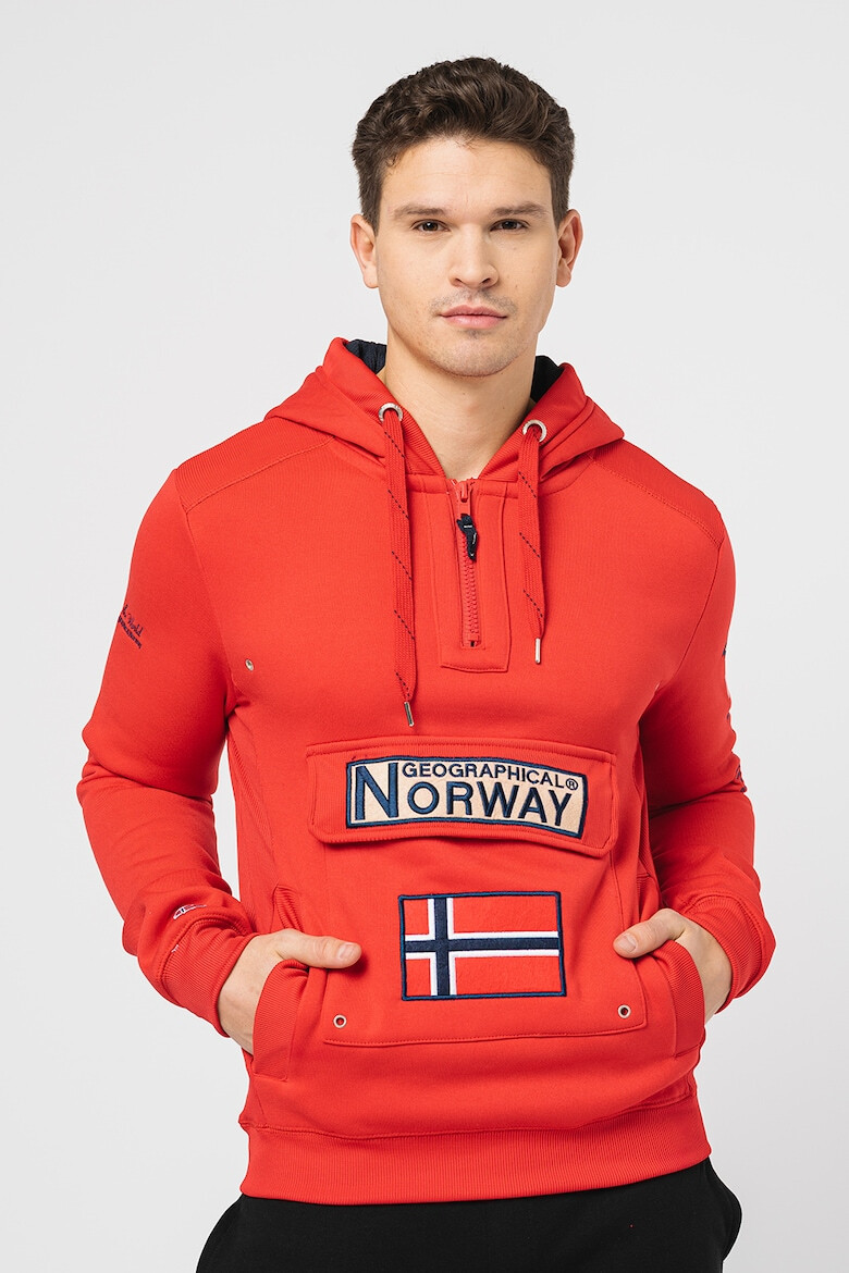 Geographical Norway Hanorac cu fermoar scurt si logo brodat Gymclass - Pled.ro