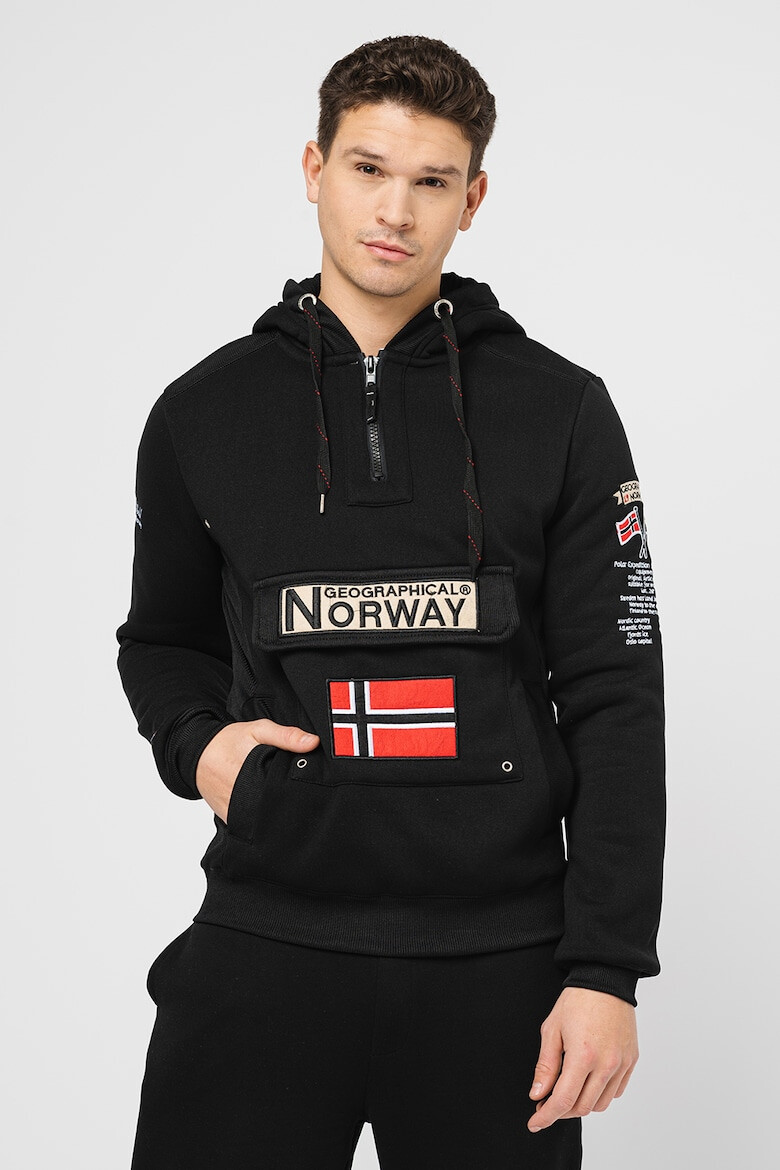 Geographical Norway Hanorac cu fermoar scurt si logo brodat Gymclass - Pled.ro