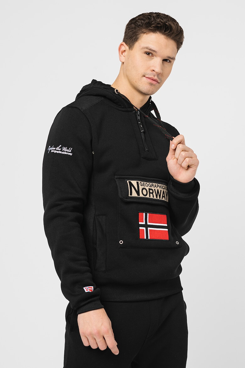 Geographical Norway Hanorac cu fermoar scurt si logo brodat Gymclass - Pled.ro