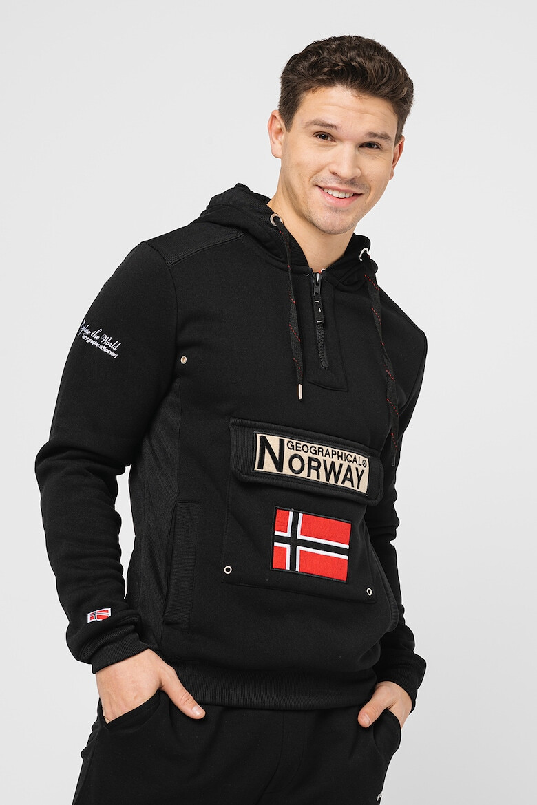 Geographical Norway Hanorac cu fermoar scurt si logo brodat Gymclass - Pled.ro