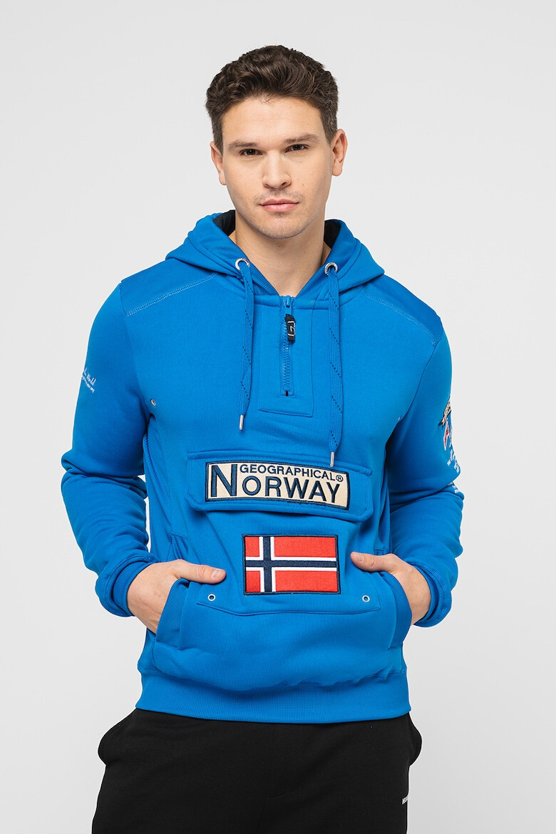 Geographical Norway Hanorac cu fermoar scurt si logo brodat Gymclass - Pled.ro