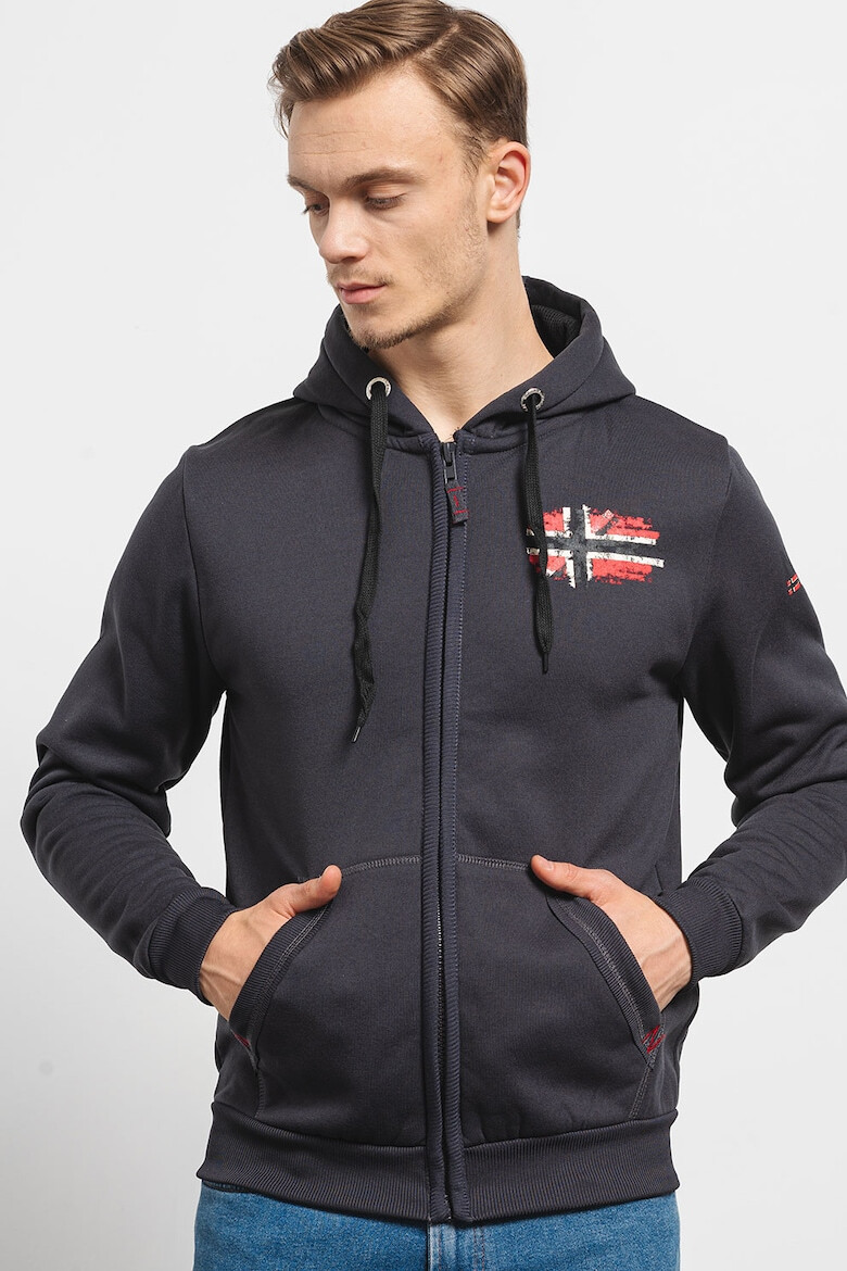 Geographical Norway Hanorac cu imprimeu logo fermoar si buzunare oblice Glacier - Pled.ro