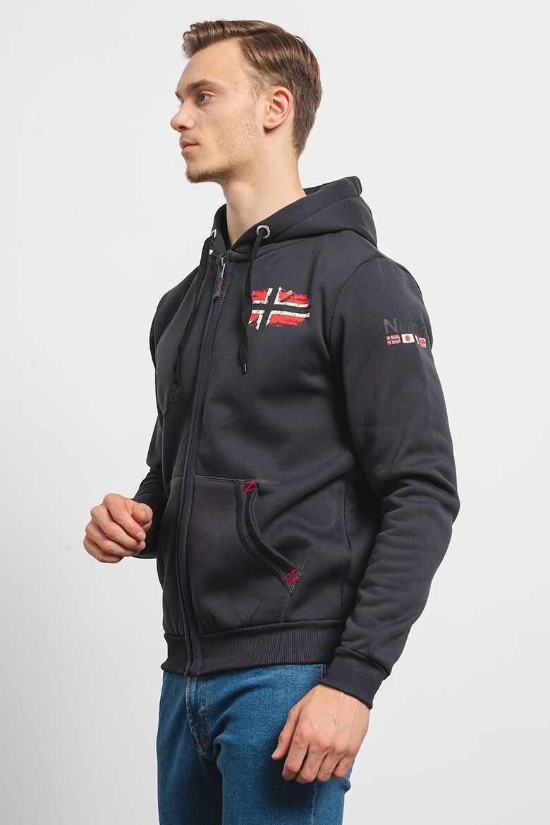 Geographical Norway Hanorac cu imprimeu logo fermoar si buzunare oblice Glacier - Pled.ro