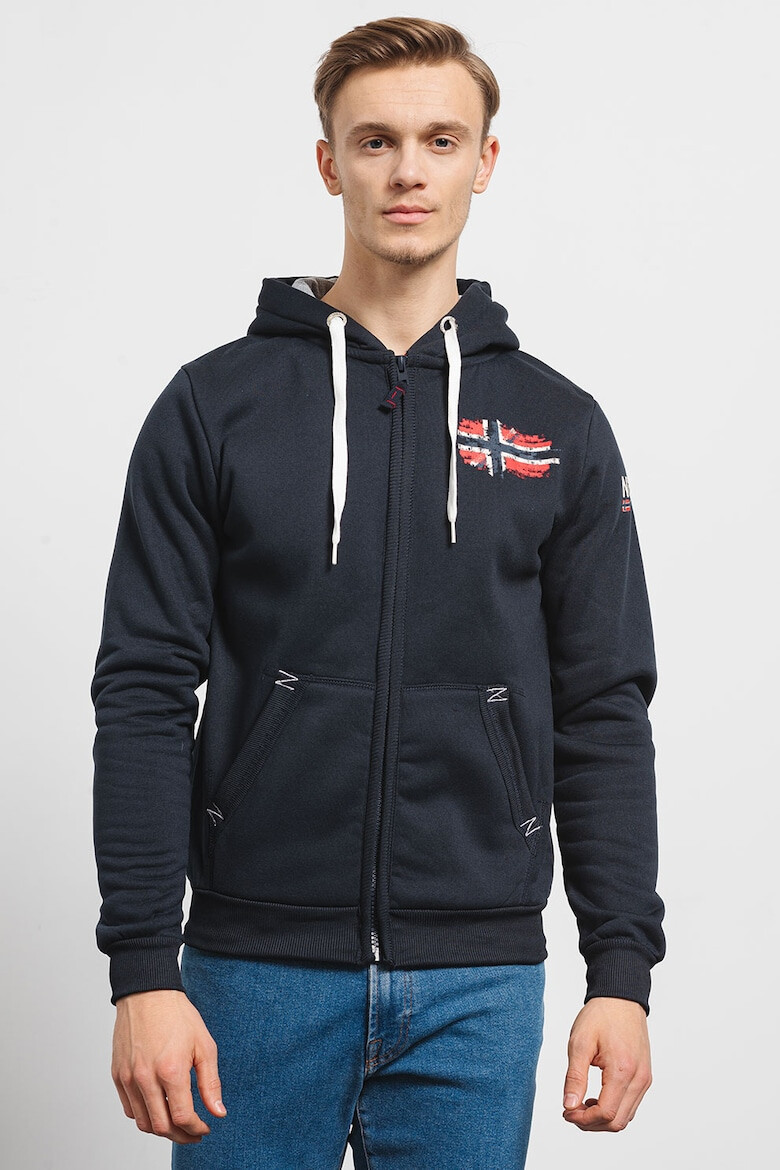 Geographical Norway Hanorac cu imprimeu logo fermoar si buzunare oblice Glacier - Pled.ro