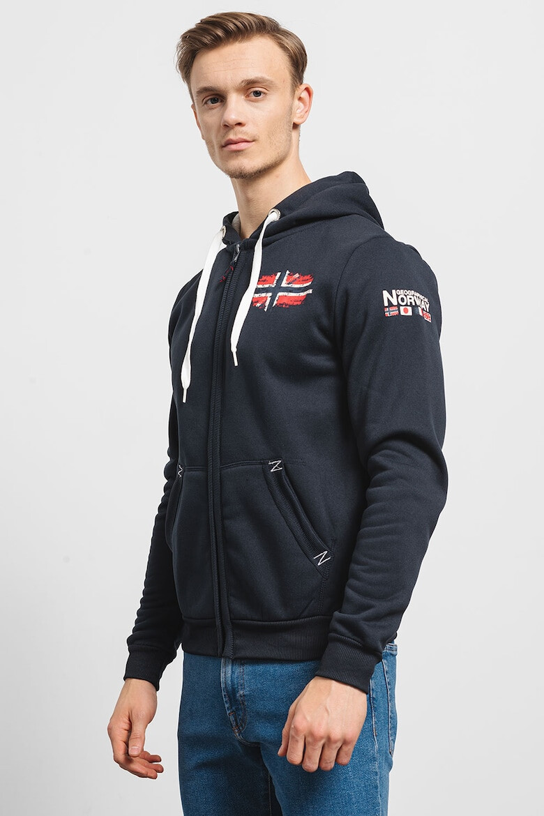 Geographical Norway Hanorac cu imprimeu logo fermoar si buzunare oblice Glacier - Pled.ro