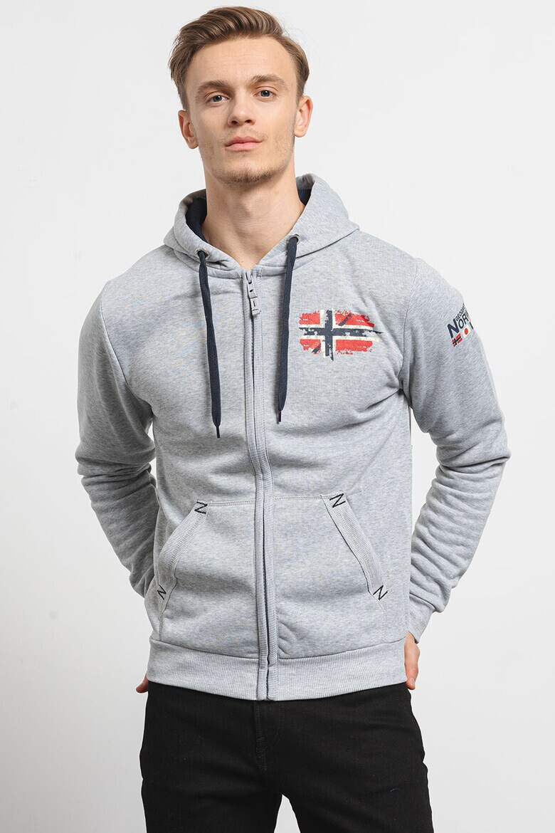 Geographical Norway Hanorac cu imprimeu logo fermoar si buzunare oblice Glacier - Pled.ro