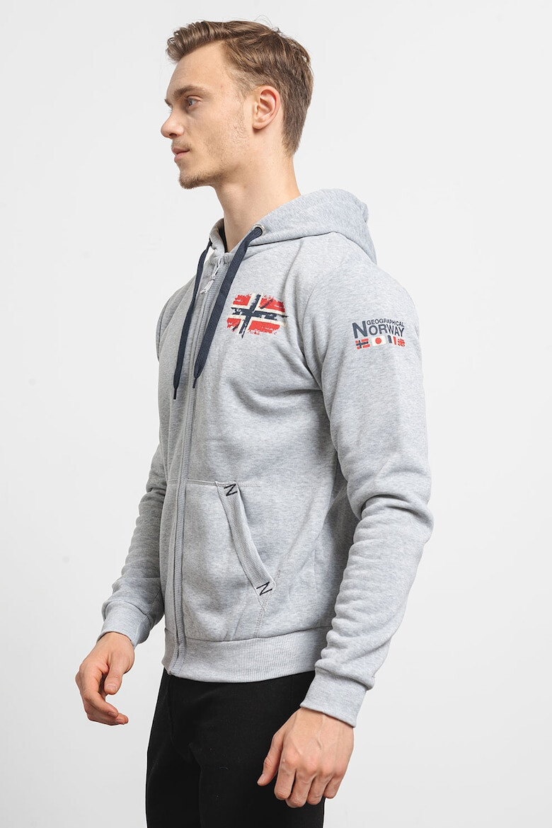 Geographical Norway Hanorac cu imprimeu logo fermoar si buzunare oblice Glacier - Pled.ro