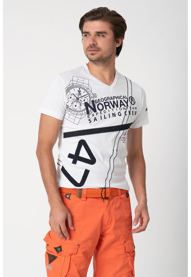 Geographical Norway Tricou cu decolteu in V si diverse imprimeuri Jilly - Pled.ro