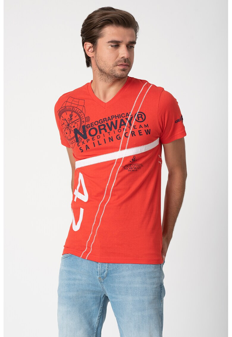 Geographical Norway Tricou cu decolteu in V si diverse imprimeuri Jilly - Pled.ro