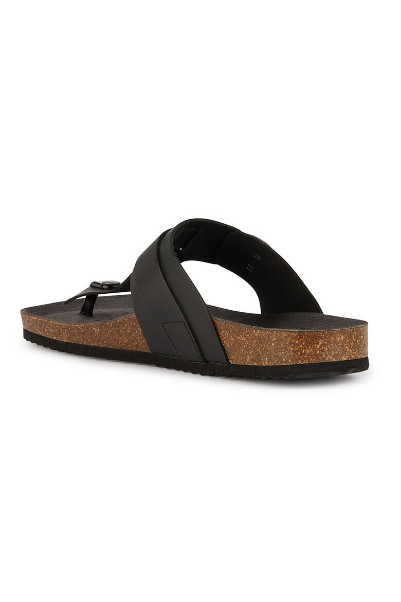 Geox Papuci flip-flop de piele cu bareta cu catarama - Pled.ro