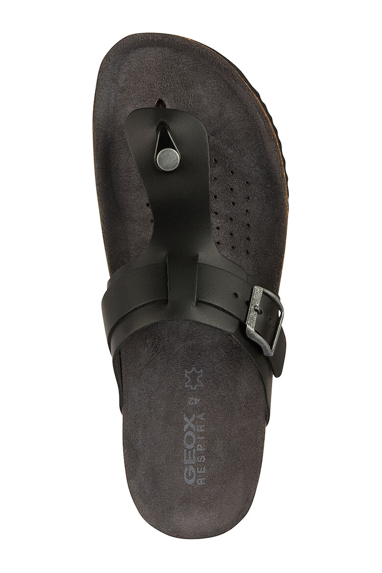 Geox Papuci flip-flop de piele cu bareta cu catarama - Pled.ro