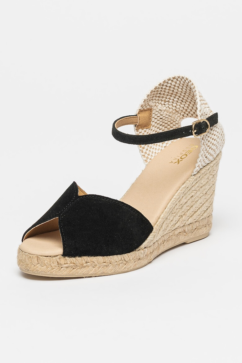 Geox Sandale-espadrile cu talpa wedge si garnitura din piele intoarsa Gelsa - Pled.ro