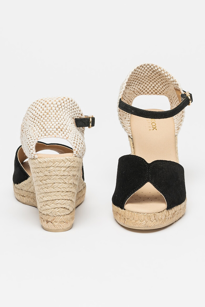 Geox Sandale-espadrile cu talpa wedge si garnitura din piele intoarsa Gelsa - Pled.ro