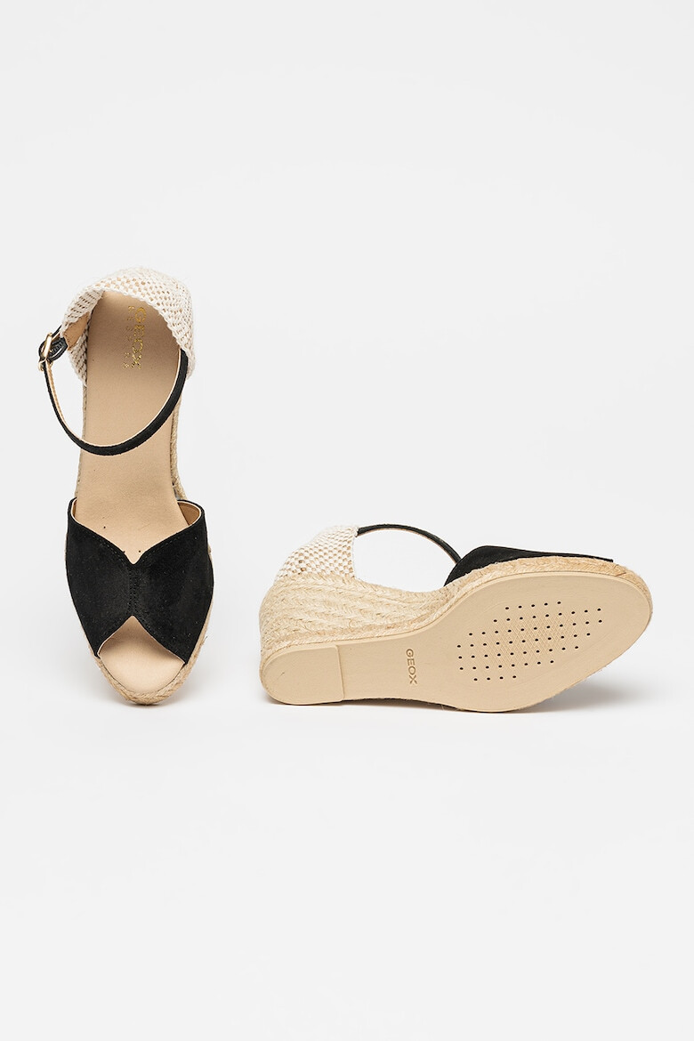 Geox Sandale-espadrile cu talpa wedge si garnitura din piele intoarsa Gelsa - Pled.ro