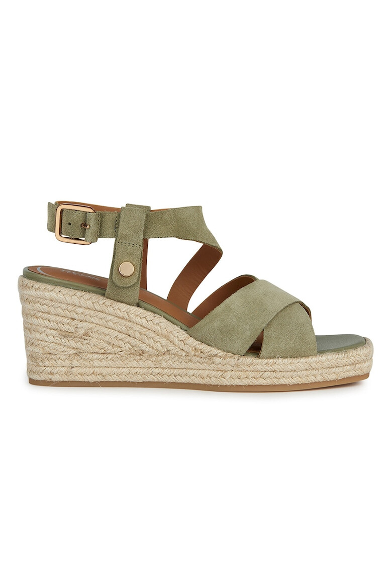 Geox Sandale-espadrile de piele intoarsa cu platforma - Pled.ro