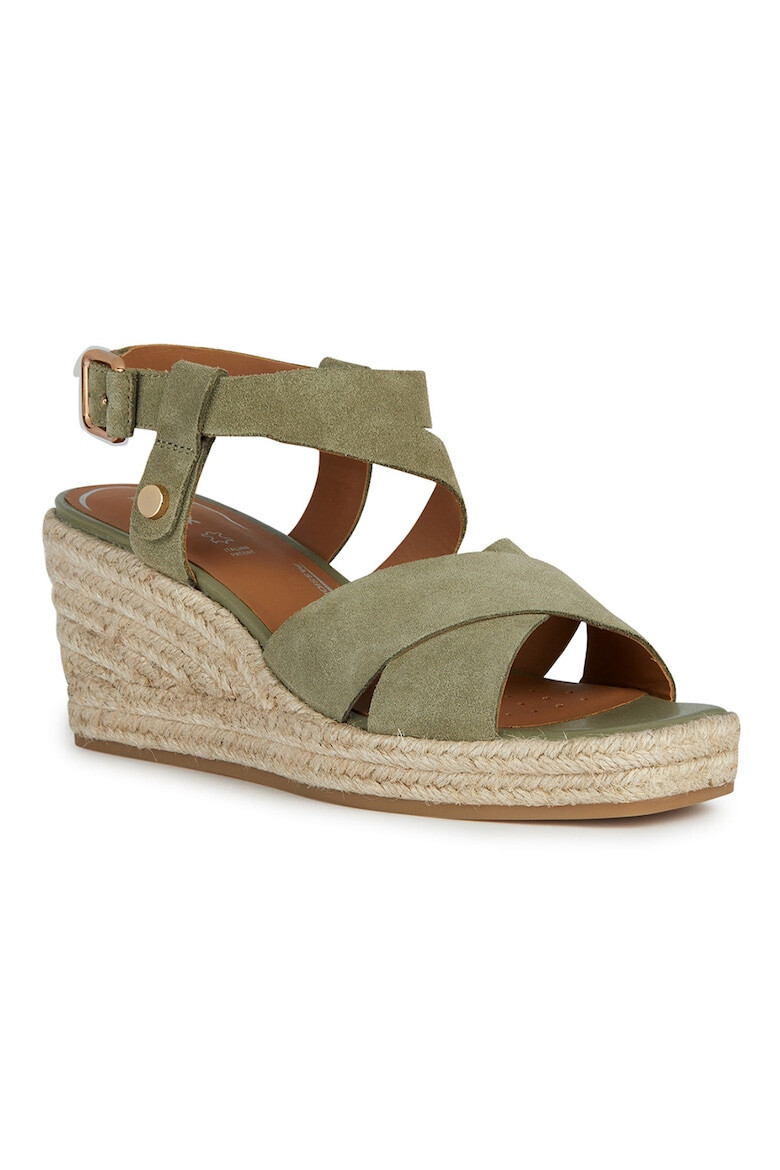 Geox Sandale-espadrile de piele intoarsa cu platforma - Pled.ro