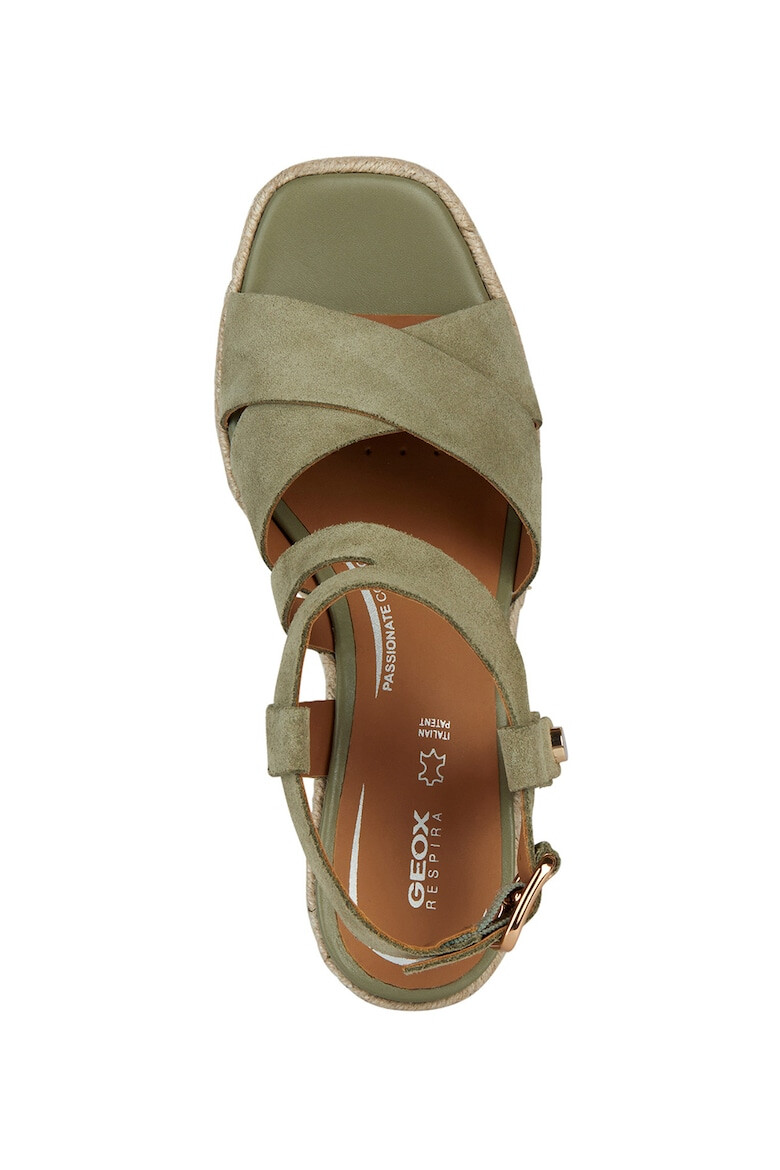 Geox Sandale-espadrile de piele intoarsa cu platforma - Pled.ro