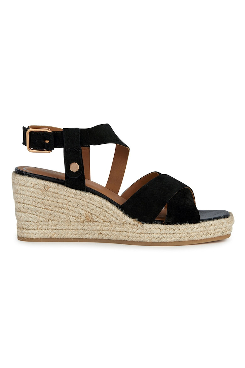 Geox Sandale-espadrile de piele intoarsa cu platforma - Pled.ro