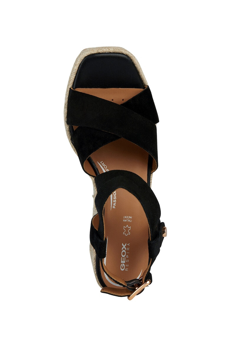 Geox Sandale-espadrile de piele intoarsa cu platforma - Pled.ro