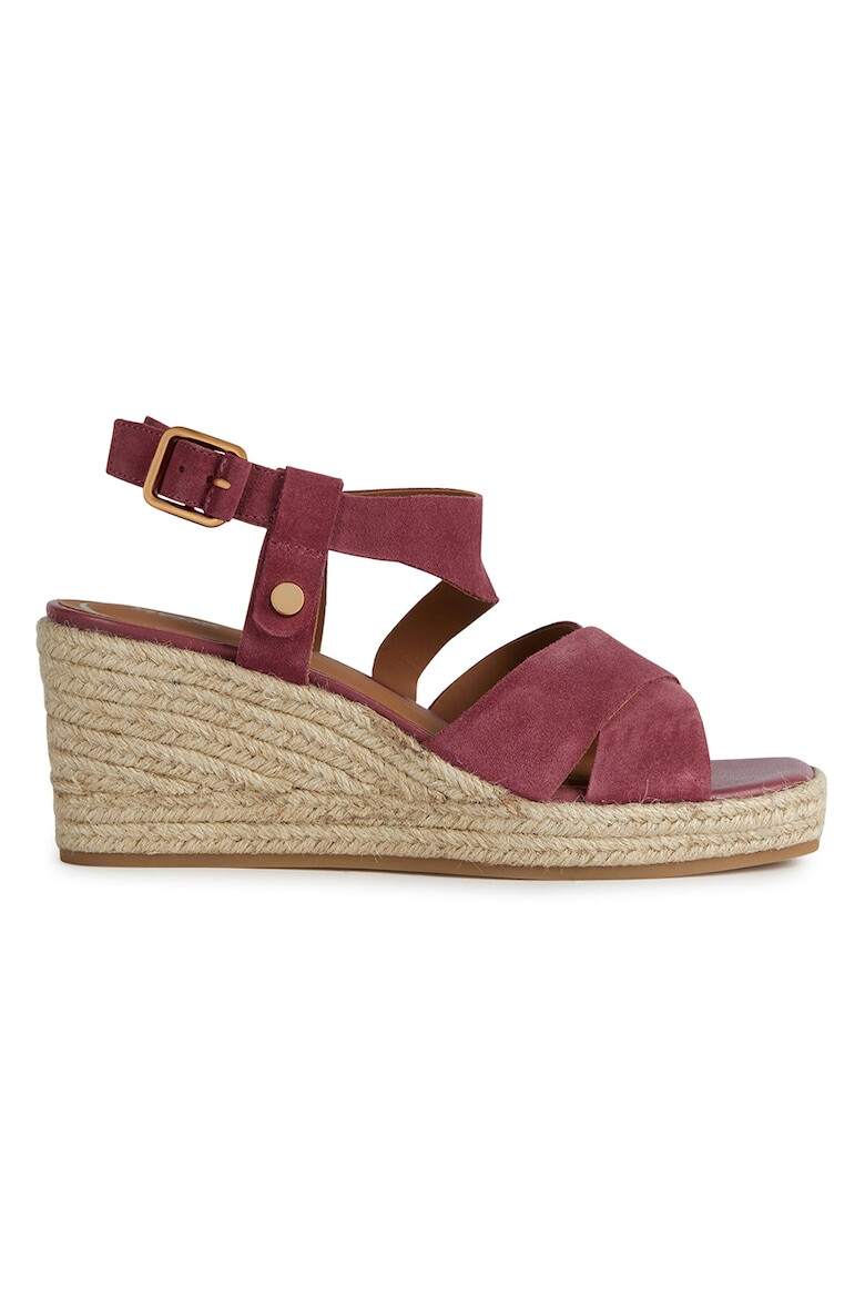 Geox Sandale-espadrile de piele intoarsa cu platforma - Pled.ro