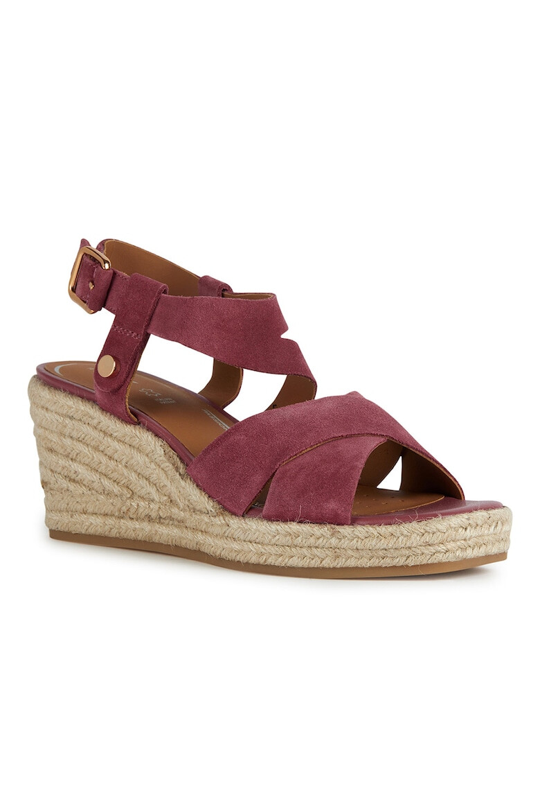 Geox Sandale-espadrile de piele intoarsa cu platforma - Pled.ro