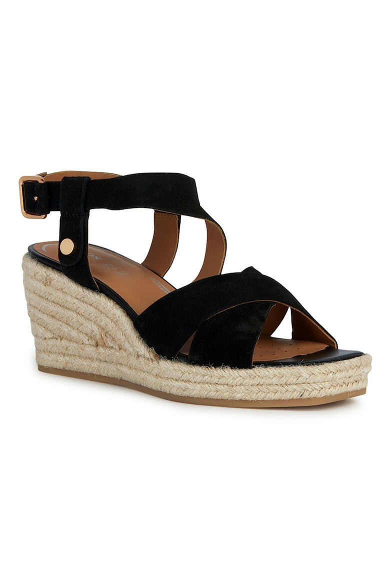 Geox Sandale-espadrile de piele intoarsa cu platforma - Pled.ro