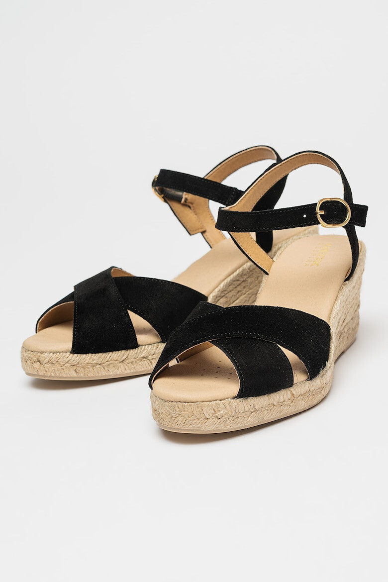 Geox Sandale-espadrile de piele intoarsa cu talpa wedge Gelsa - Pled.ro