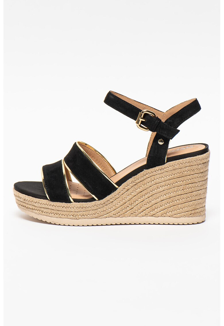 Geox Sandale tip espadrile din piele intoarsa cu talpa wedge Ponza - Pled.ro