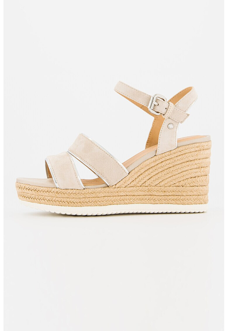 Geox Sandale tip espadrile wedge de piele intoarsa Ponza - Pled.ro