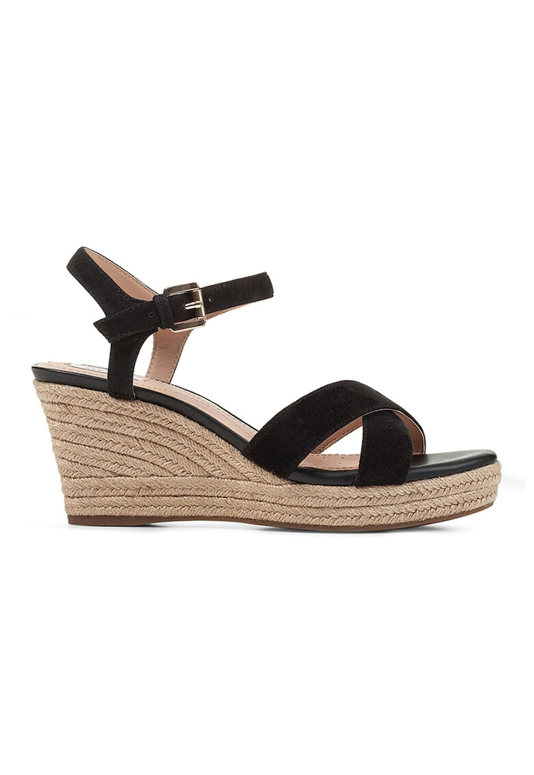 Geox Sandale wedge de piele intoarsa cu catarama - Pled.ro